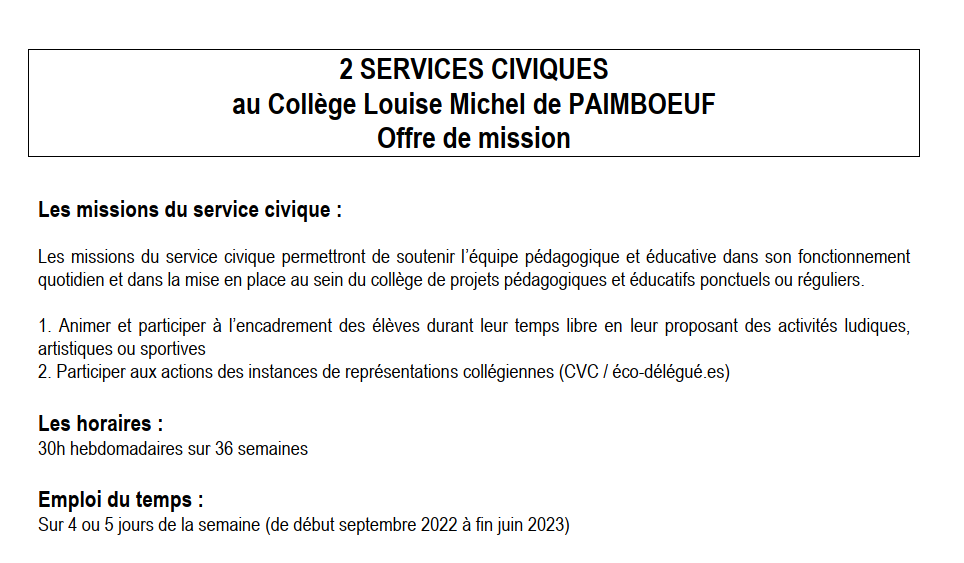 SERVICES CIVIQUES PAIMBOEUF