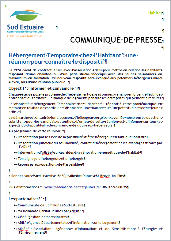 réunion hébergement temporaire chez l habitant